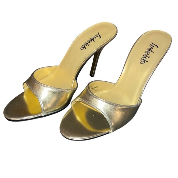Fredericks of Hollywood Vintage 1990s Womens Mule Size 7.5 Gold Stiletto New - Picture 8 of 8
